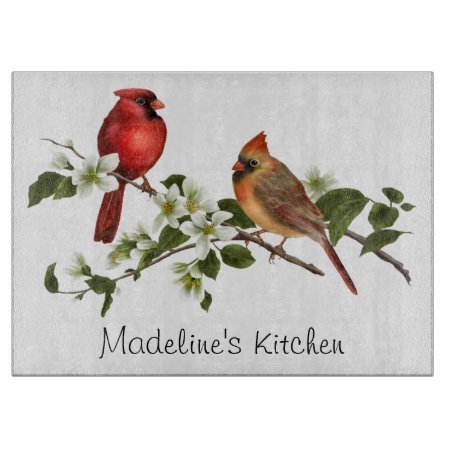 Personalized Cardinals And Dogwoods Cutting Board