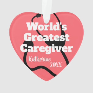 Personalized Caregiver Heart Shaped Christmas Ornament