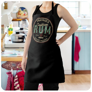 Personalized Caribbean Rum Liquor Bottle Label Bar Apron