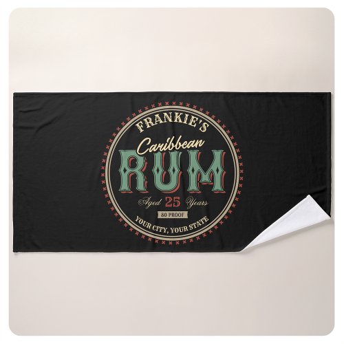 Personalized Caribbean Rum Liquor Bottle Label Bar Bath Towel