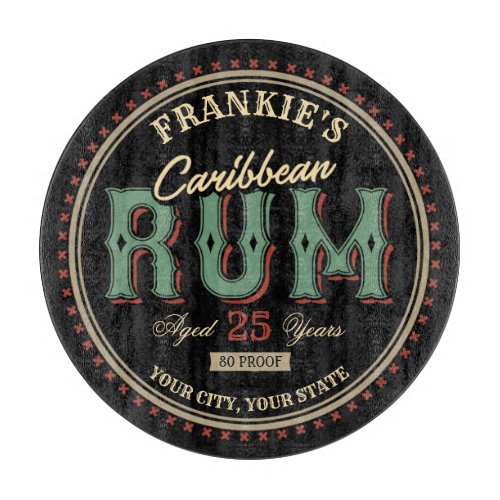 Personalized Caribbean Rum Liquor Bottle Label Bar Cutting Board