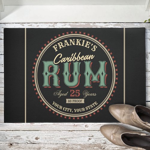 Personalized Caribbean Rum Liquor Bottle Label Bar Doormat