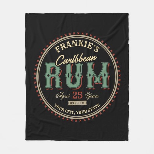 Personalized Caribbean Rum Liquor Bottle Label Bar Fleece Blanket