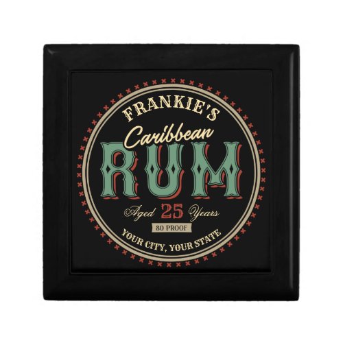 Personalized Caribbean Rum Liquor Bottle Label Bar Gift Box