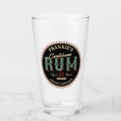 Personalized Caribbean Rum Liquor Bottle Label Bar Glass