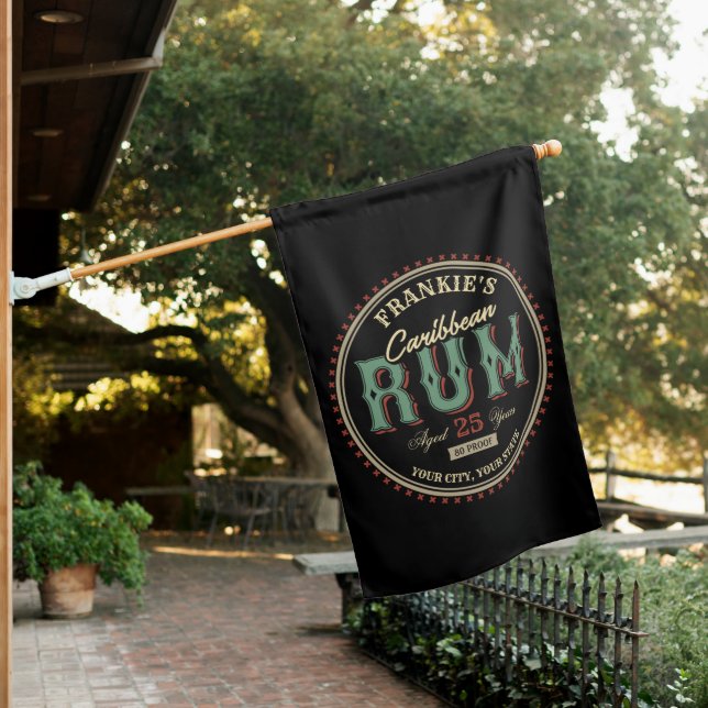 Personalized Caribbean Rum Liquor Bottle Label Bar House Flag (In SItu)