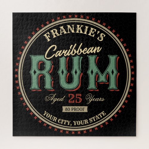 Personalized Caribbean Rum Liquor Bottle Label Bar Jigsaw Puzzle