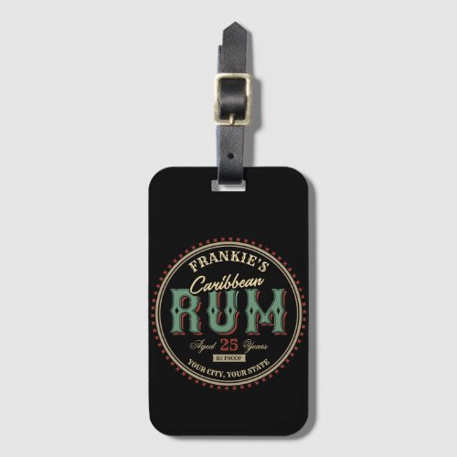 Personalized Caribbean Rum Liquor Bottle Label Bar Luggage Tag