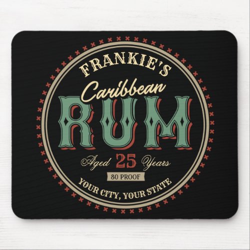 Personalized Caribbean Rum Liquor Bottle Label Bar Mouse Pad