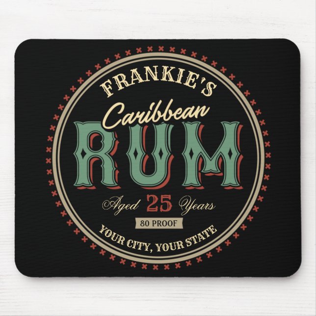 Personalized Caribbean Rum Liquor Bottle Label Bar Mouse Pad (Front)