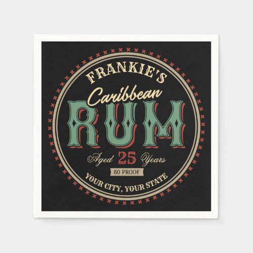 Personalized Caribbean Rum Liquor Bottle Label Bar Napkins