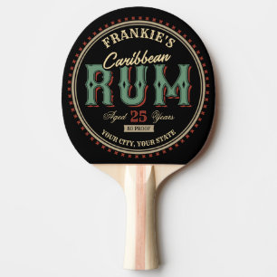 Personalized Caribbean Rum Liquor Bottle Label Bar Ping Pong Paddle