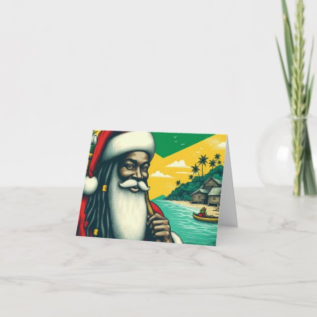 Personalized Caribbean Santa Christmas Card  (Front)