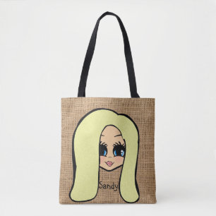 Personalized Caricature Jute Print Tote Blonde Bag