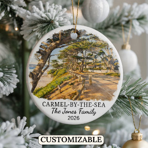 Personalized Carmel By The Sea, Custom California Ceramic Ornament