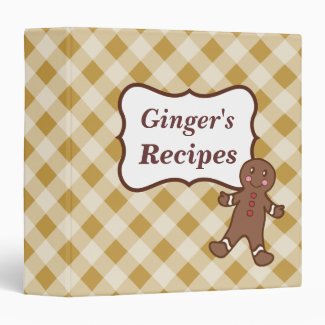 Personalized Carmel Gingham Recipe Binder