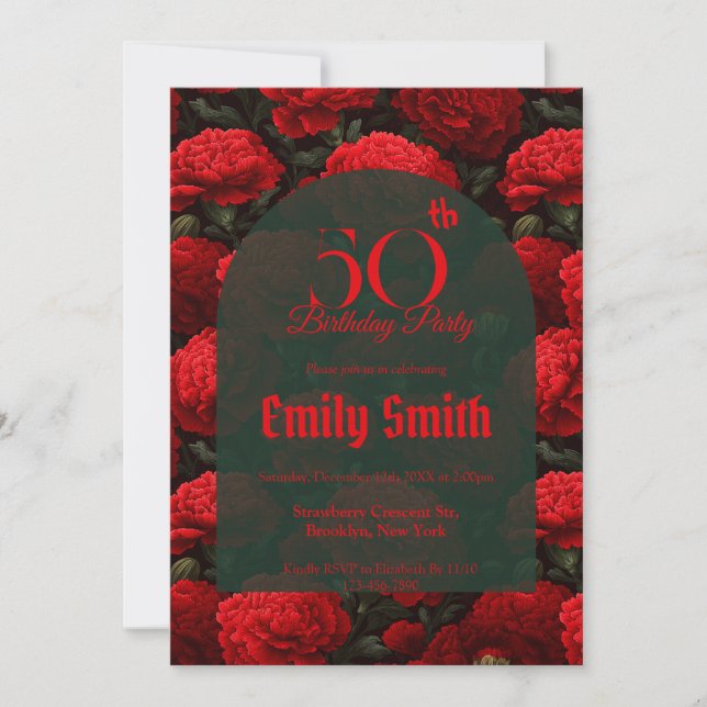 Personalized Carnation Fantasy Beach Party Invitation (Front)