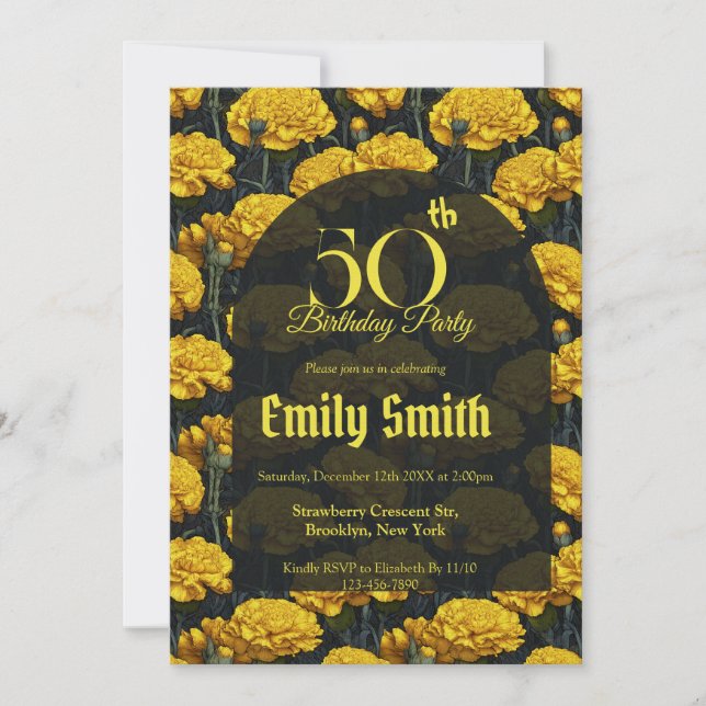 Personalized Carnation Petal Birthday Party Invitation (Front)