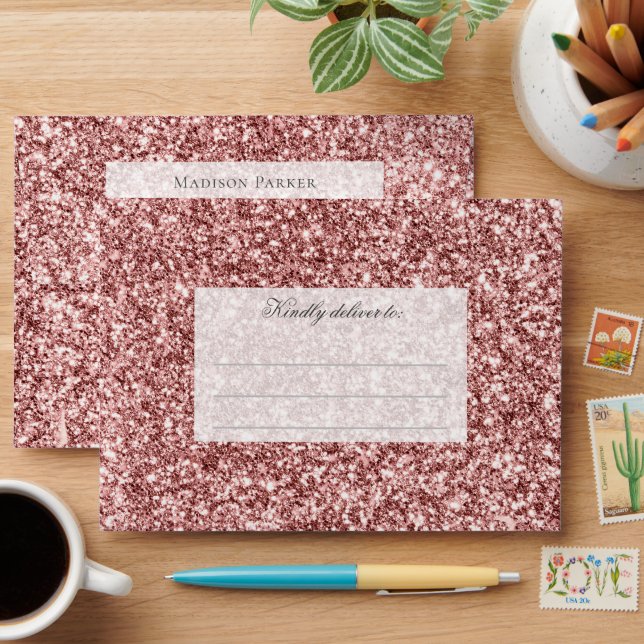 Personalized Carousel Floral Glitter Birthday Envelope (Desk)