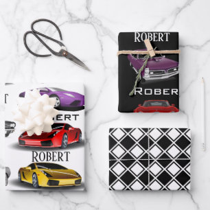 Personalized Cars Wrapping Paper Sheets