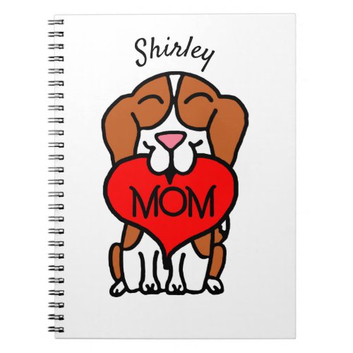 Personalized Cartoon Beagle Mom Notebook