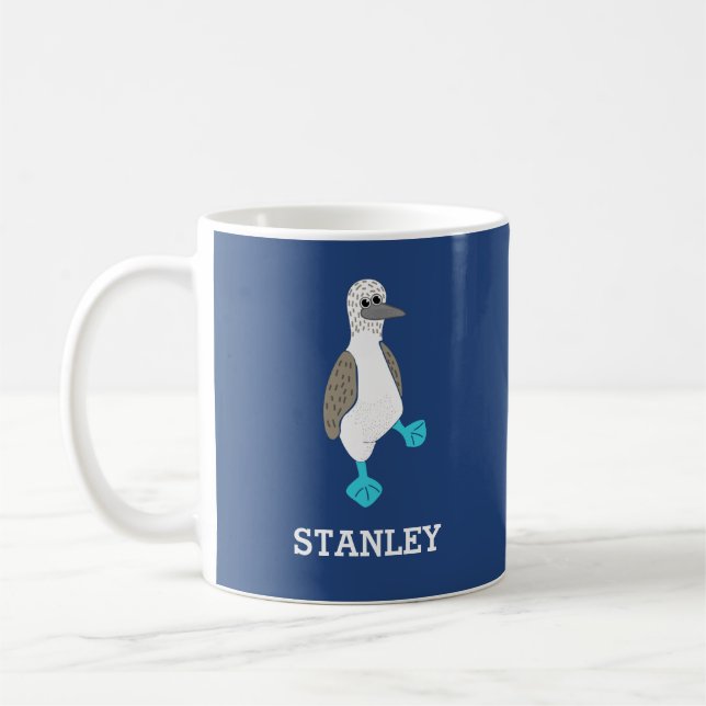 Personalized Cartoon Blue-Footed Booby Bird Coffee Mug (Left)
