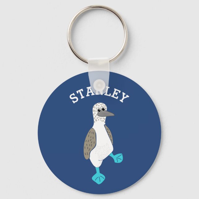 Personalized Cartoon Blue-Footed Booby Bird Keychain (Front)