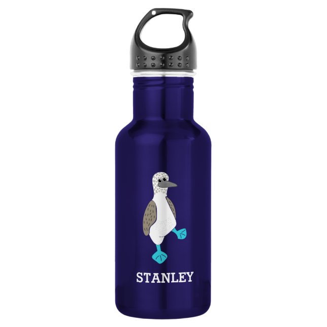 Personalized Cartoon Blue-Footed Booby Bird Stainless Steel Water Bottle (Front)