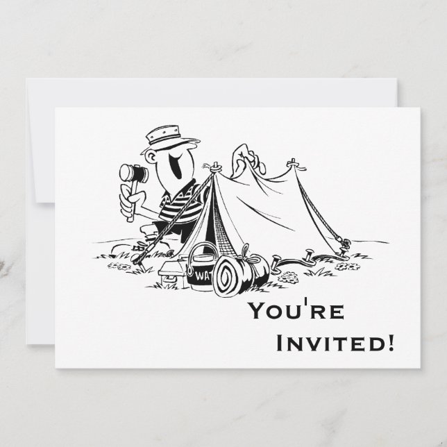 Personalized Cartoon Camp Out Invitation (Front)