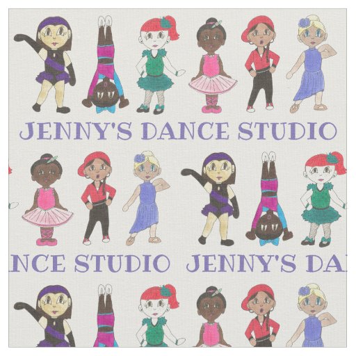 Personalized Cartoon Dancers Dance School Studio Fabric