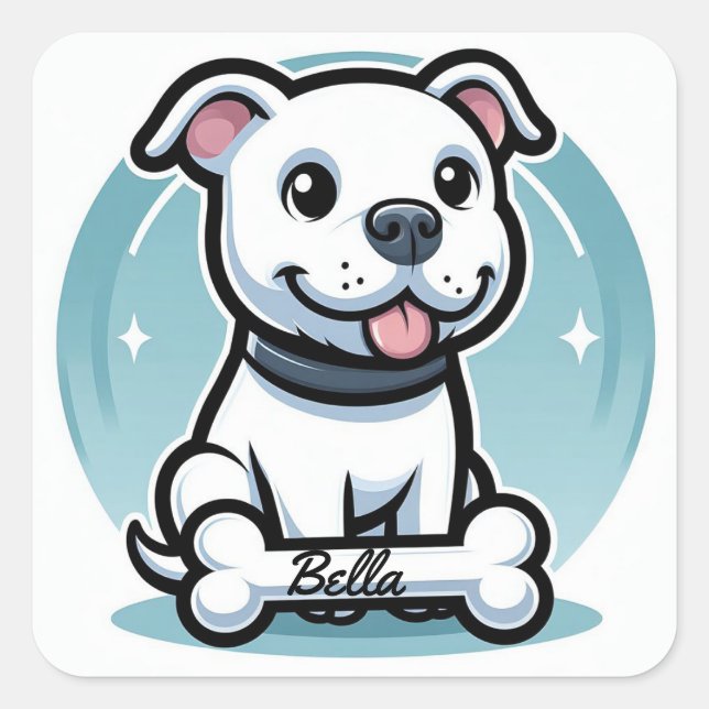 Personalized Cartoon dog Square Sticker (Front)