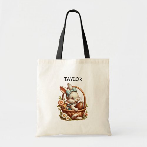 Personalized Cartoon Easter Bunny  Tote Bag