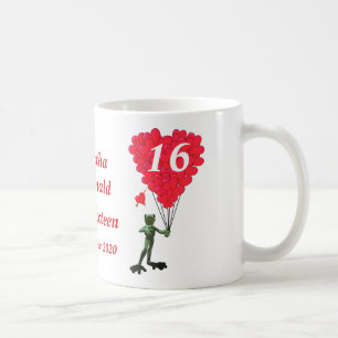 Personalized cartoon frog Sweet Sixteen Coffee Mug