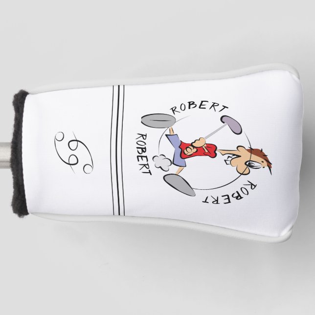 Personalized Cartoon Golfer Driver Headcover (Front)