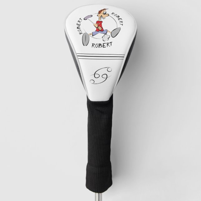 Personalized Cartoon Golfer Driver Headcover (Front)