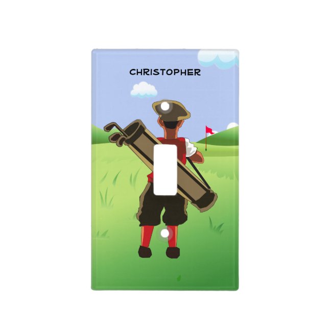 Personalized cartoon golfer light switch cover (Front)
