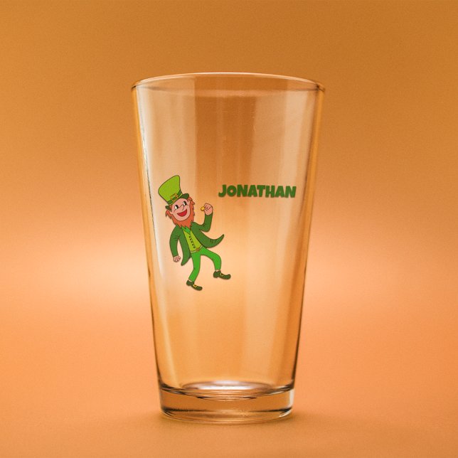 Personalized Cartoon Leprechaun St. Patrick's Day Glass (Creator Uploaded)