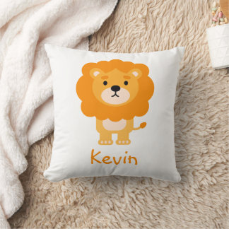 Personalized Cartoon Lion Throw Pillow