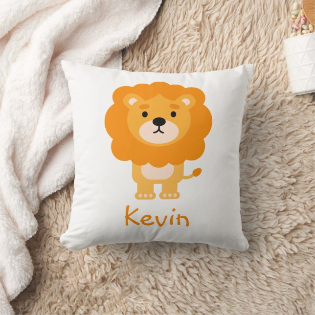 Personalized Cartoon Lion Throw Pillow (Blanket)