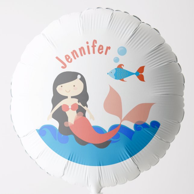 Personalized Cartoon Mermaid Balloon (Front)