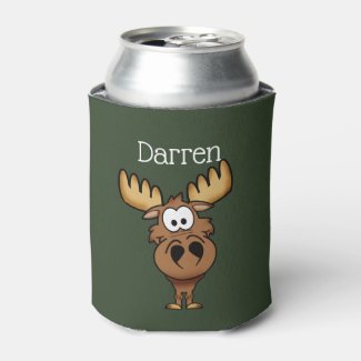 Personalized Cartoon Moose Can Cooler