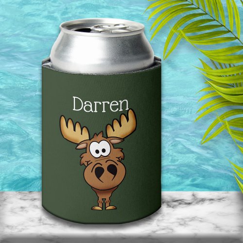 Personalized Cartoon Moose Can Cooler