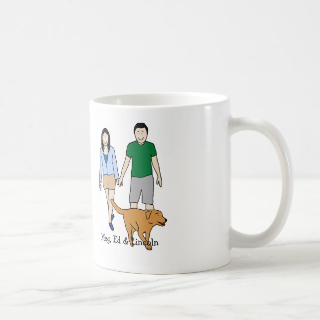 Personalized cartoon mug- couple and dog coffee mug (Right)