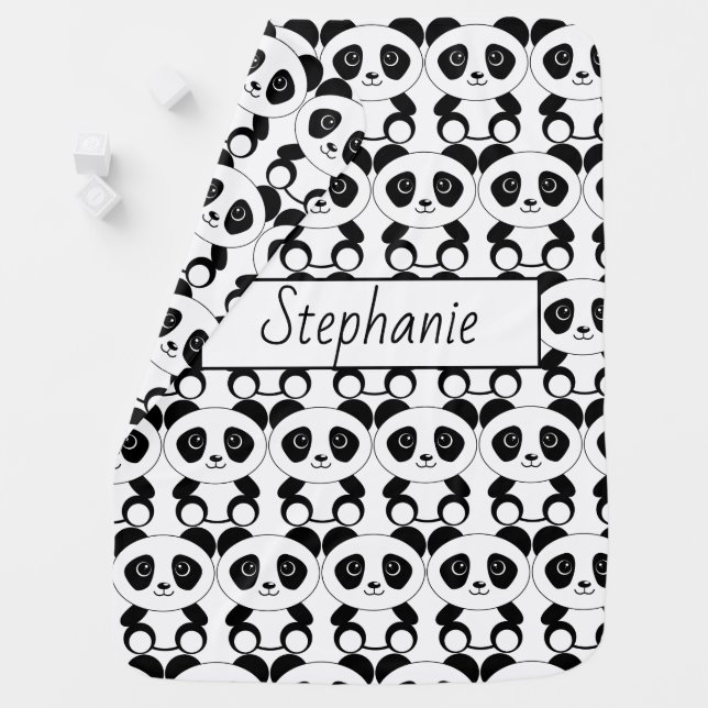Personalized Cartoon Panda Bear Baby Blanket (In Situ)