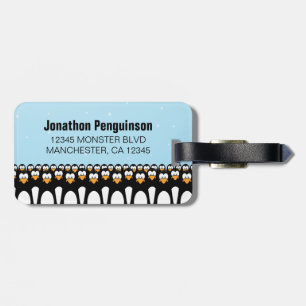 Personalized Cartoon Penguin Army Luggage Tag