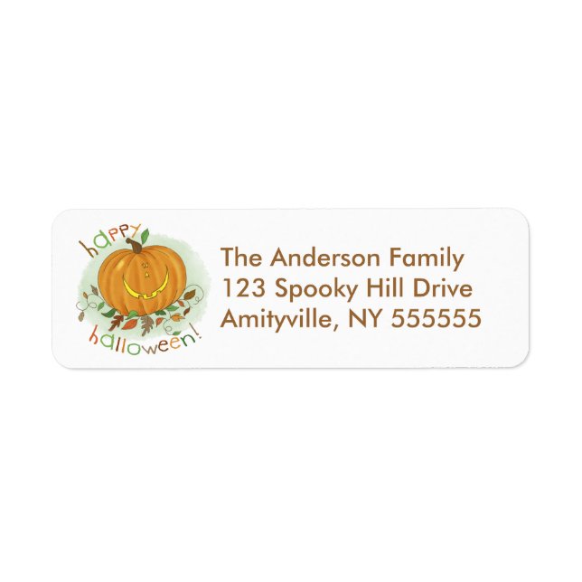 Personalized Cartoon Pumpkin Return Address Labels (Front)