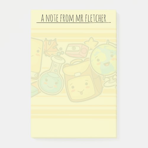 Personalized Cartoon School Supply Pattern Post_it Notes