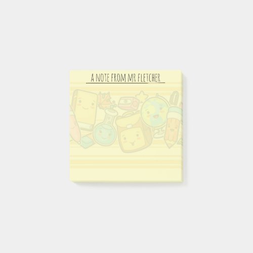 Personalized Cartoon School Supply Pattern Post_it Notes