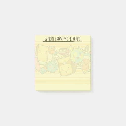 Personalized Cartoon School Supply Pattern Post_it Post_it Notes