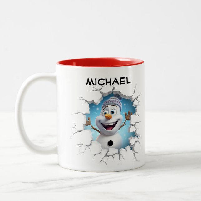 Personalized Cartoon Snowman Mug (Left)